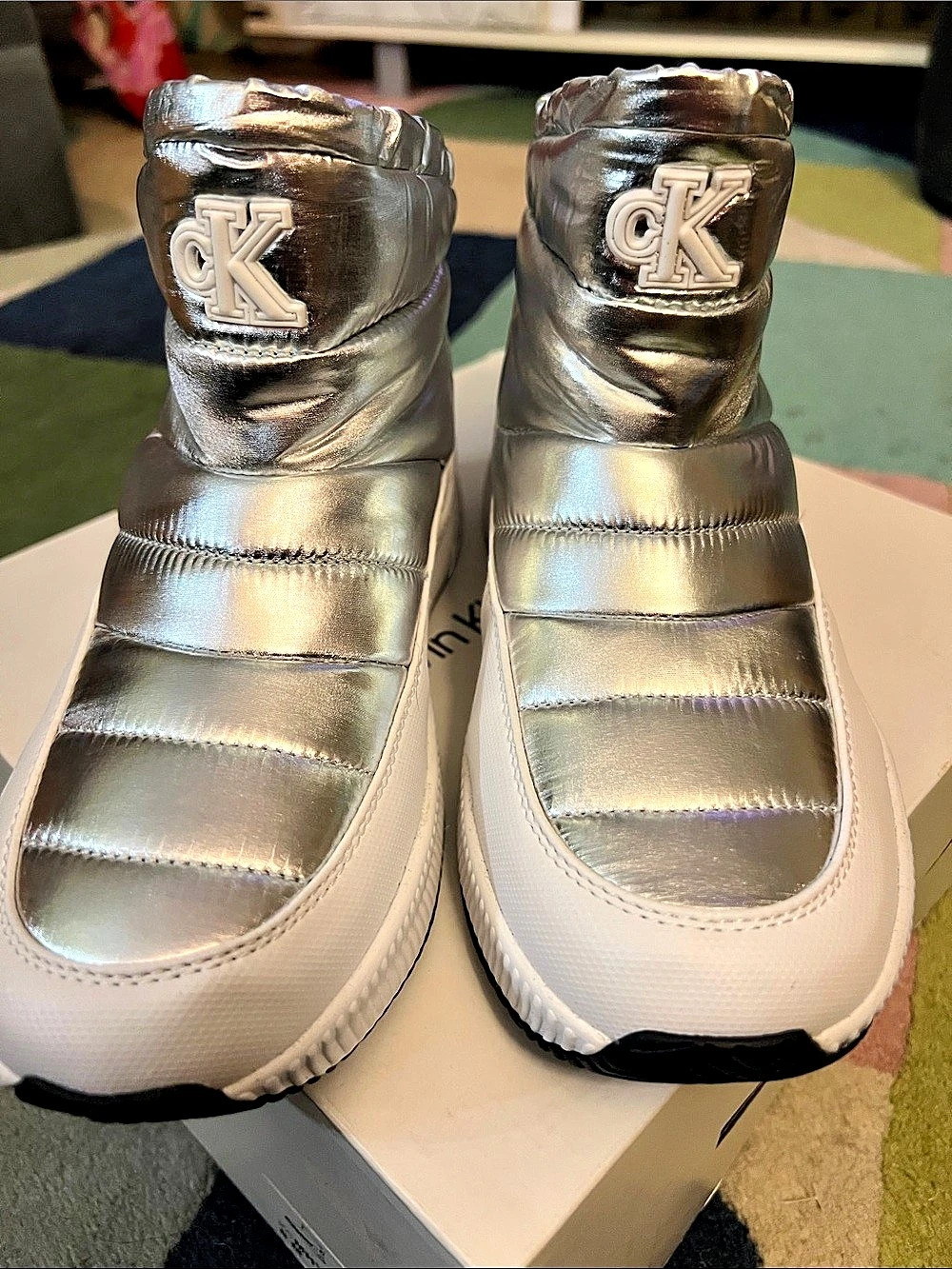 Calvin Klein Mhyla Ankle Boot Metallic Silver & White